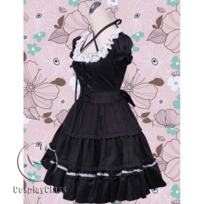 Lolita Anime Gothic Bandage Black Dress Cosplay Costume - CosplayClass