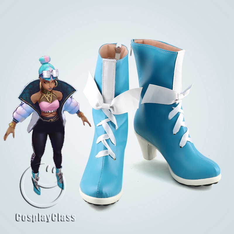 League of Legends LOL True Damage Qiyana Prestige Edition White Blue Golden  Cosplay Shoes